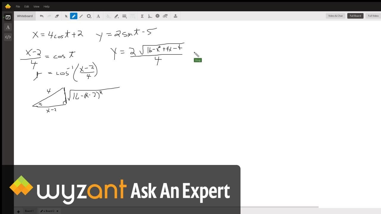 Find rectangular equation for parametric involving sin and cos.