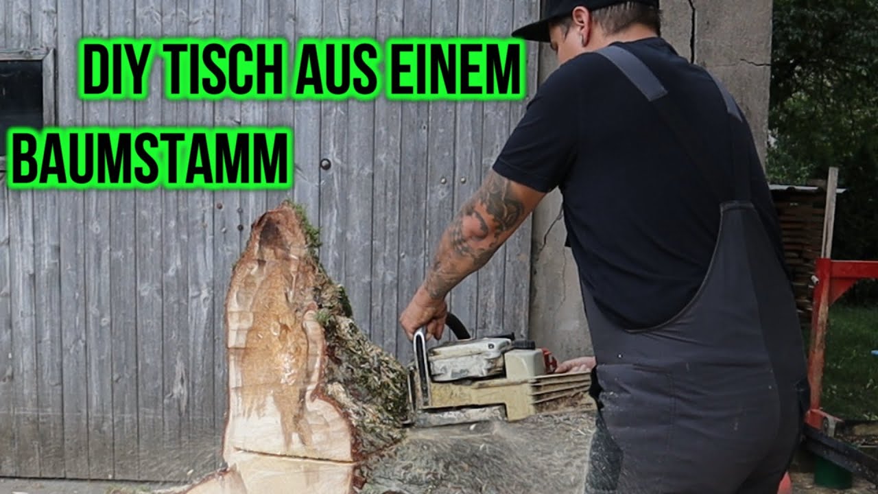 DIY Tisch aus einem Baumstamm| Traktor | Motorsäge