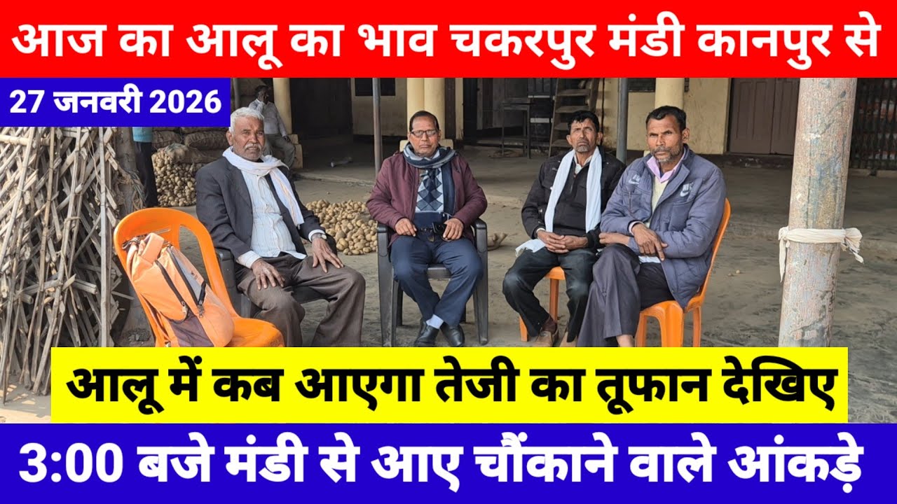 आज का आलू का भाव चकरपुर मंडी कानपुर से 27 जनवरी 2026 // 3:00 बजे मंडी से आए चौंकाने वाले आंकड़े