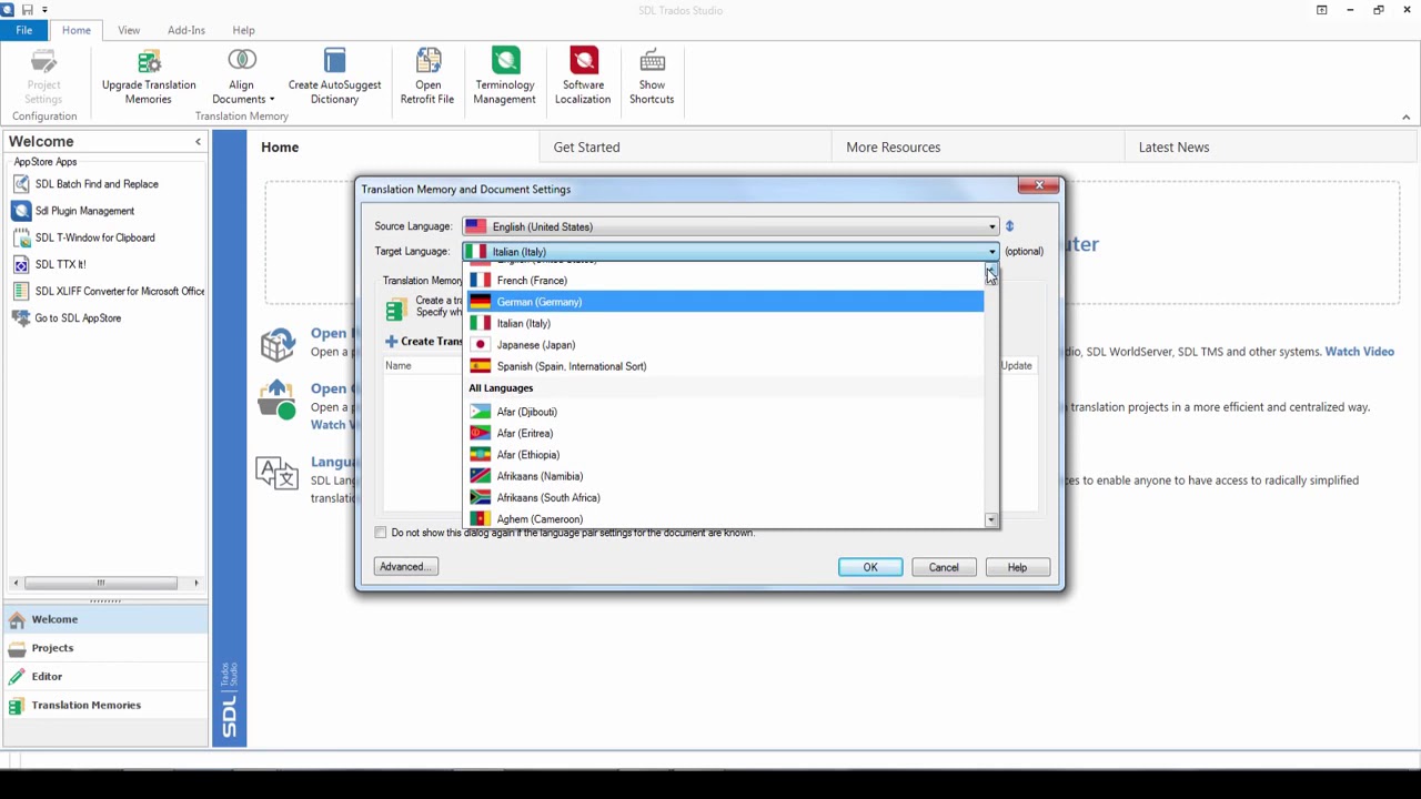 How to create a translation memory in SDL Trados Studio
