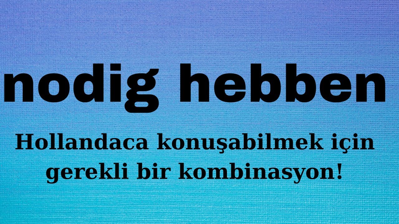 Hollandaca konuşabilmek için gerekli bir kombinasyon: 'nodig hebben'