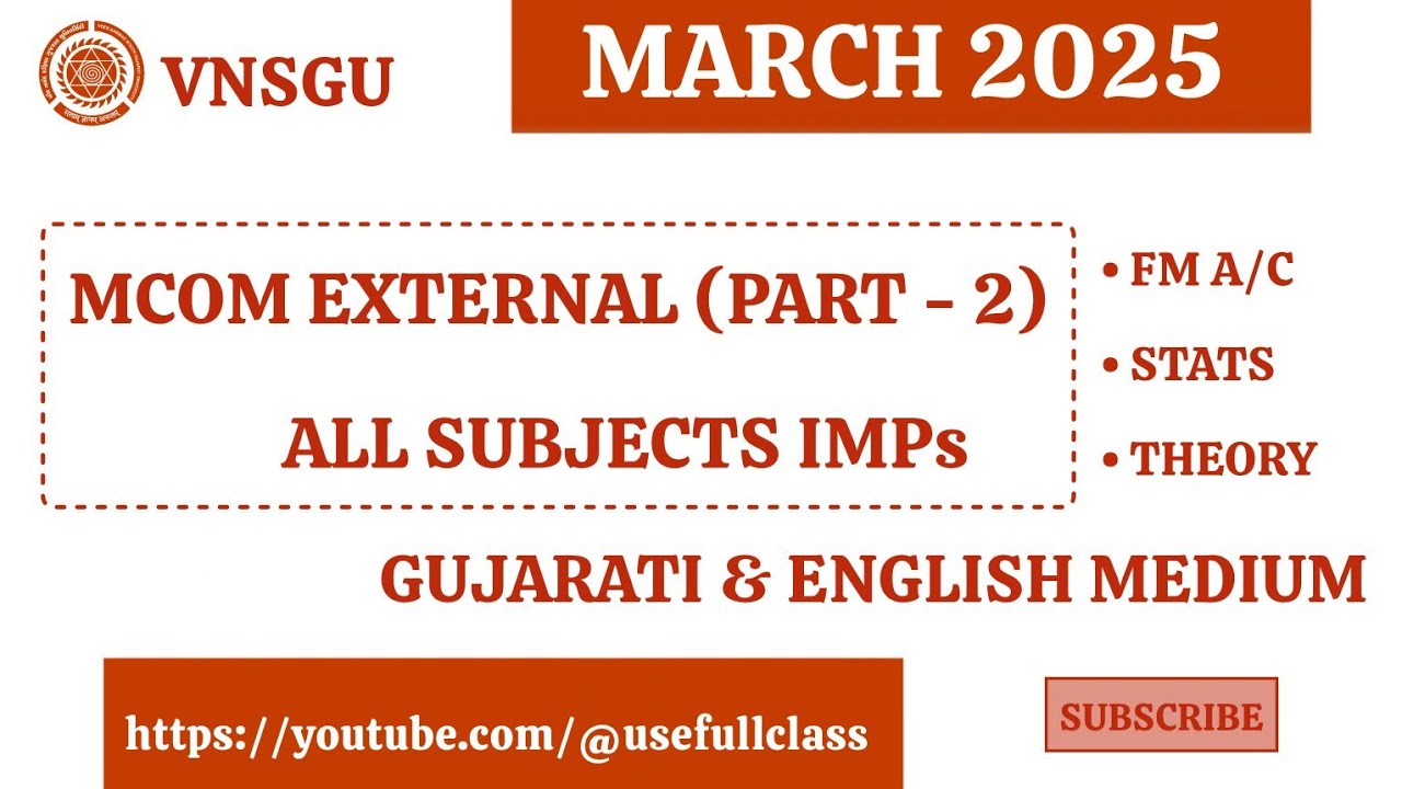 MCOM EXTERNAL (PART 2) - MARCH 2025 | A/C : STATS : THEORY SUBJECT IMPs | USEFULL CLASS |