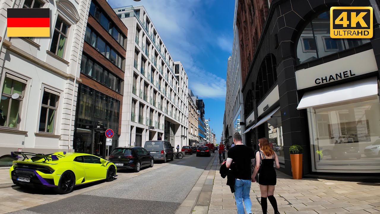 Hamburg Luxury Shopping District (Neuer Wall) | 4K Walk 🇩🇪 Germany