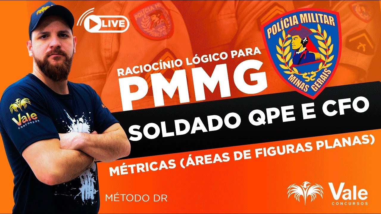 Raciocínio Lógico para PMMG - SD QPE e CFO - Métricas (Áreas de Figuras Planas) - Prof. Dêner Rocha