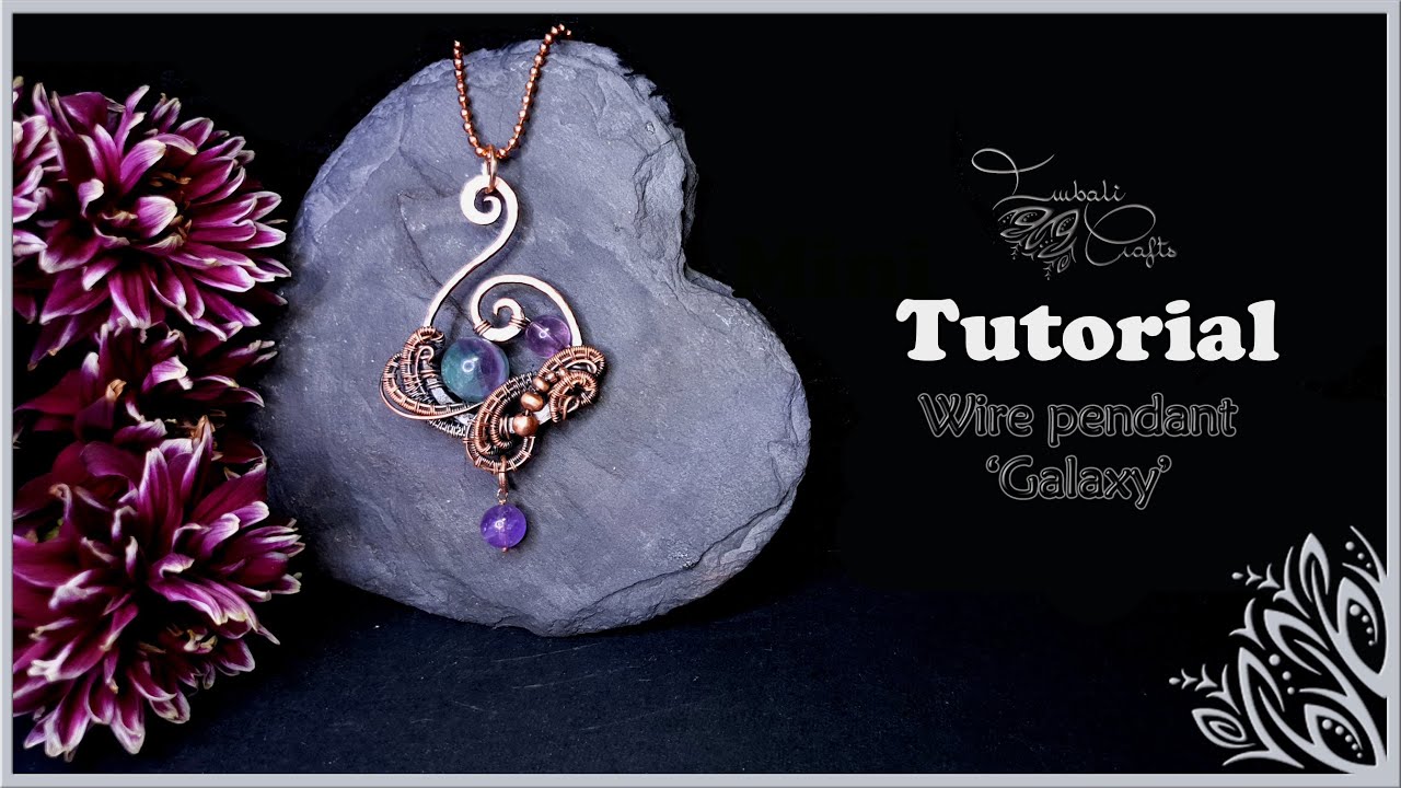 Hammered copper and wire weave pendant 'Galaxy'