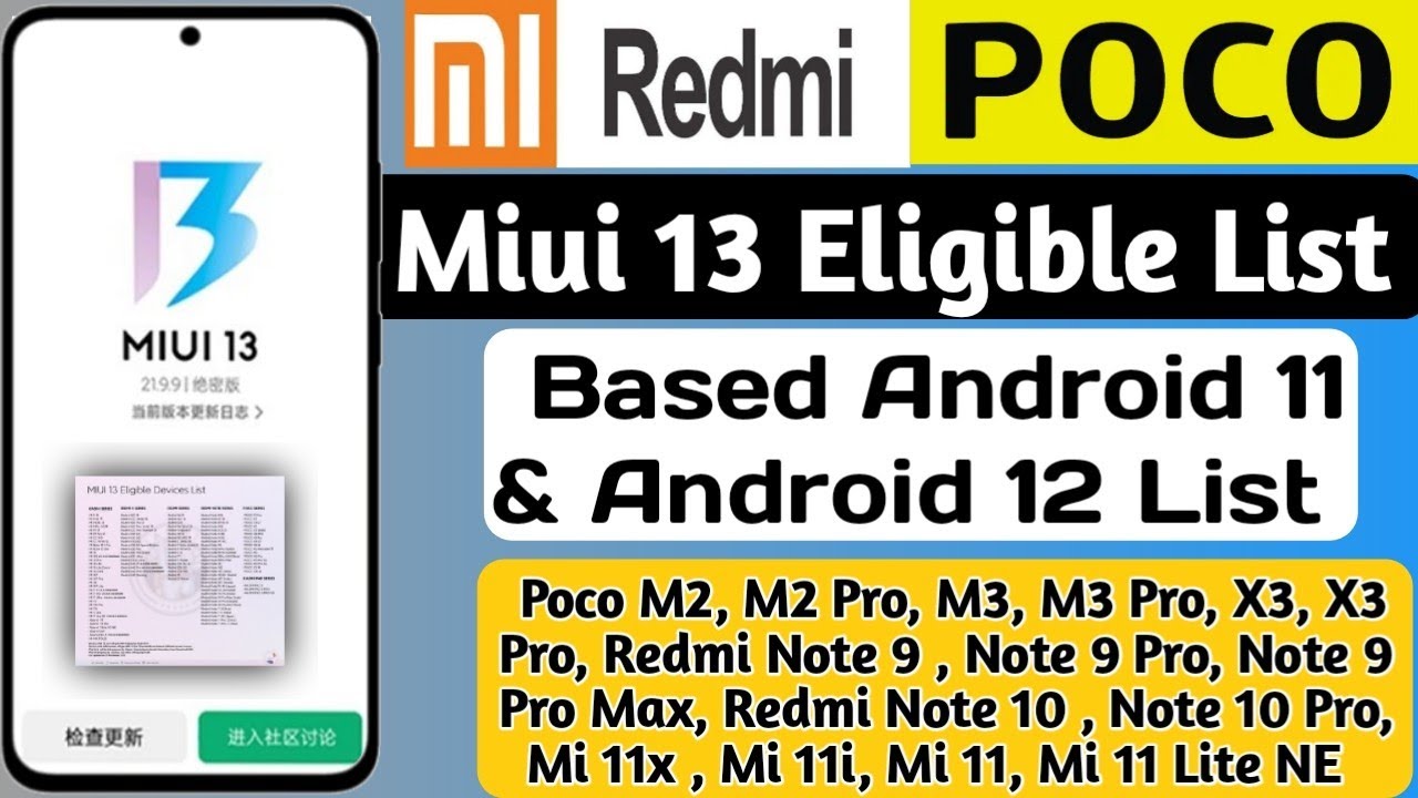 Official Miui 13 Eligible Devices List Based on Android 13 |Poco, Redmi, Xiaomi Devices Miui 13 List