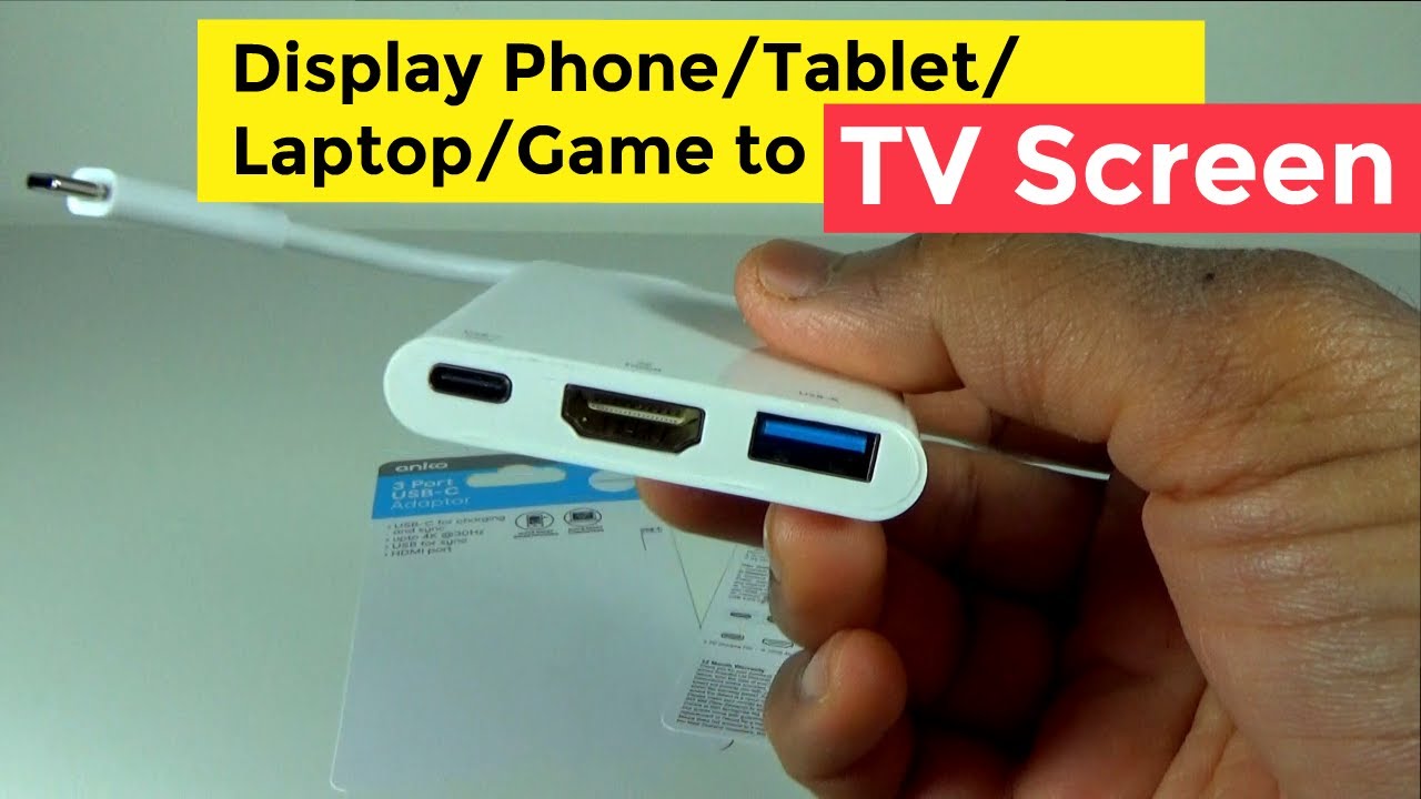 Телефон/планшет/гаджет для телевизора &mdash; адаптер USB Type-C &mdash; HDMI 4K, концентратор для передачи д...