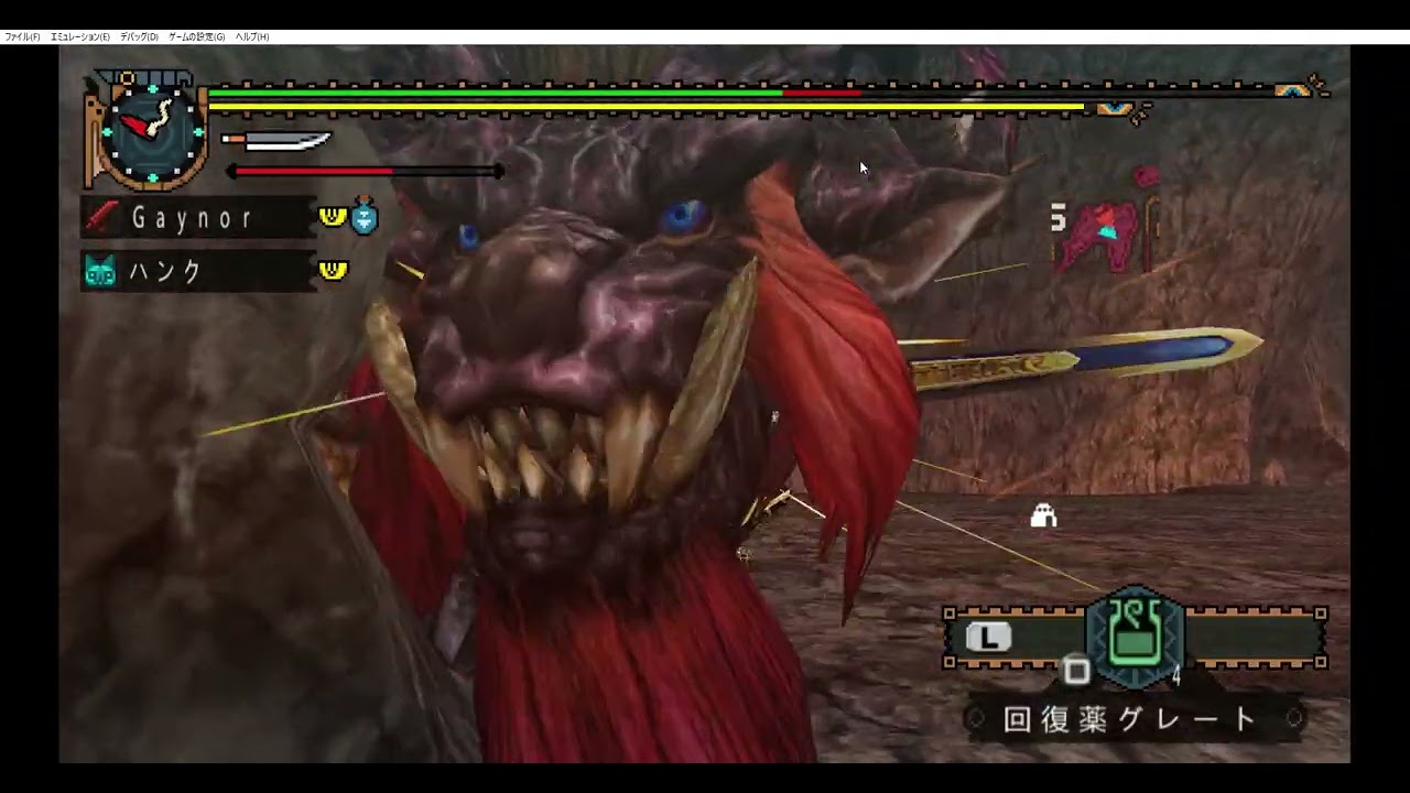 モンスターハンターポータブル２G　みんなでやると楽しいモンハンP２G　下位テオテスカトル　ソロ　PPSSPP v1 10 3   oc　大長老のわき差しのために行く