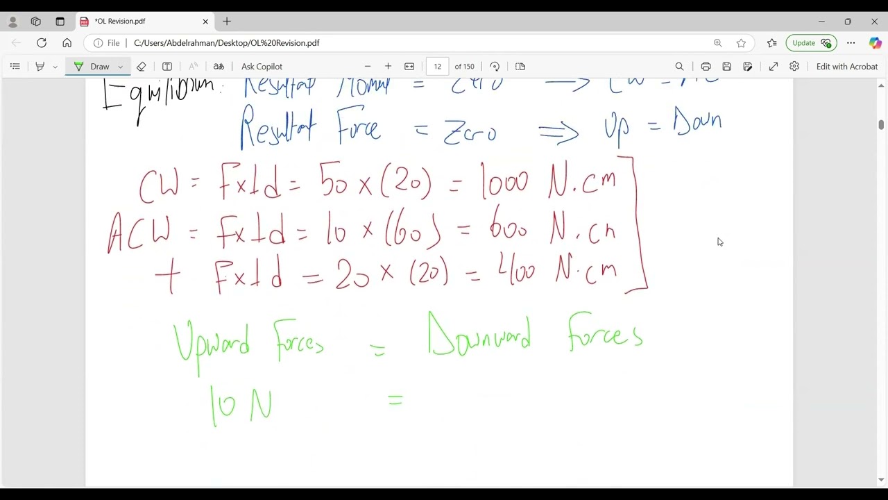 Cambridge Physics OL Revision (Unit 1: Moment & Momentum)