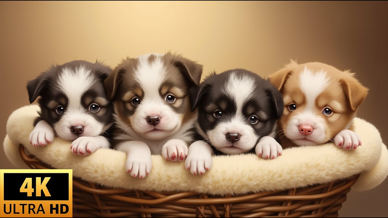 Cute 4K Puppy Videos with Relaxing Piano Music | Adorable Puppies & Calming Melodies
