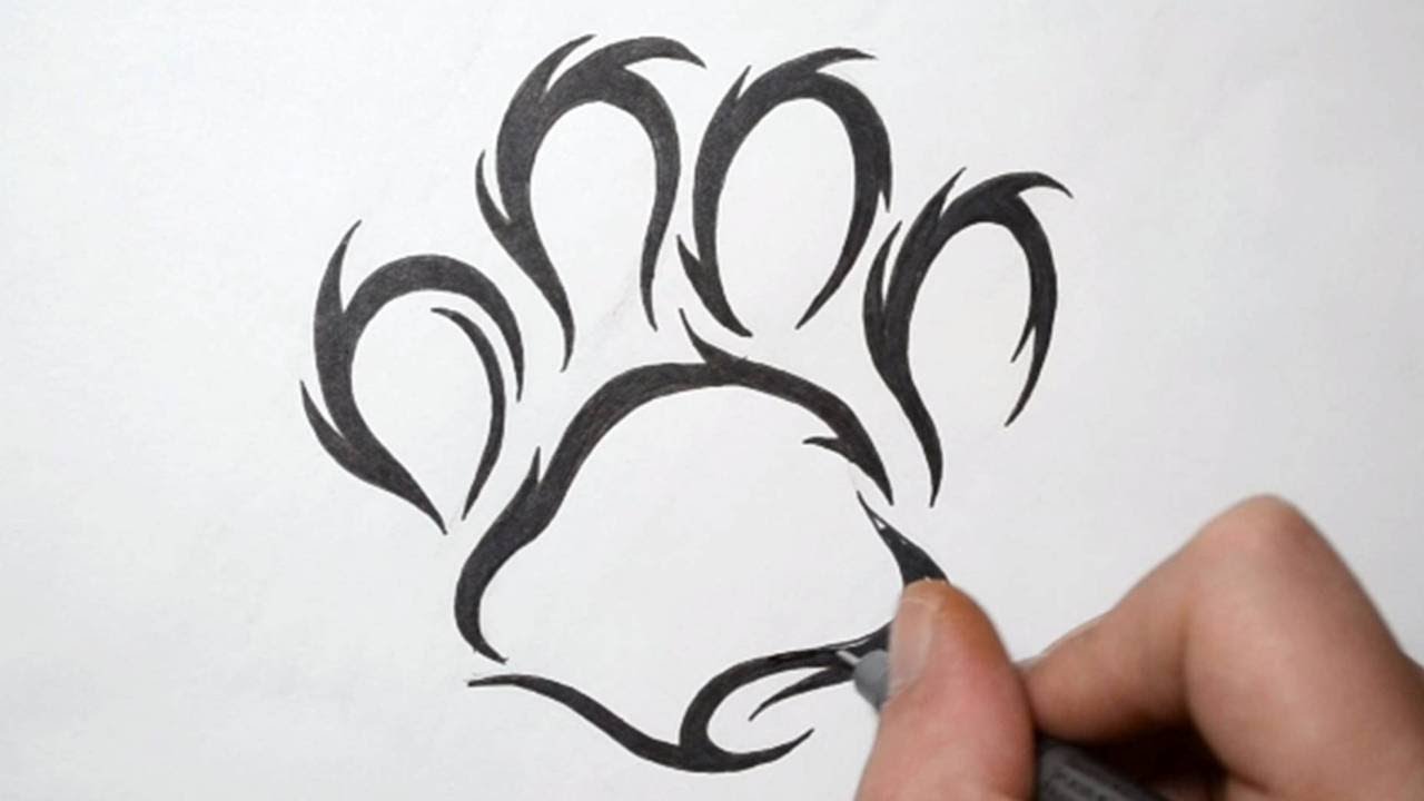 How to Draw a Paw Print - Tribal Tattoo Design Style