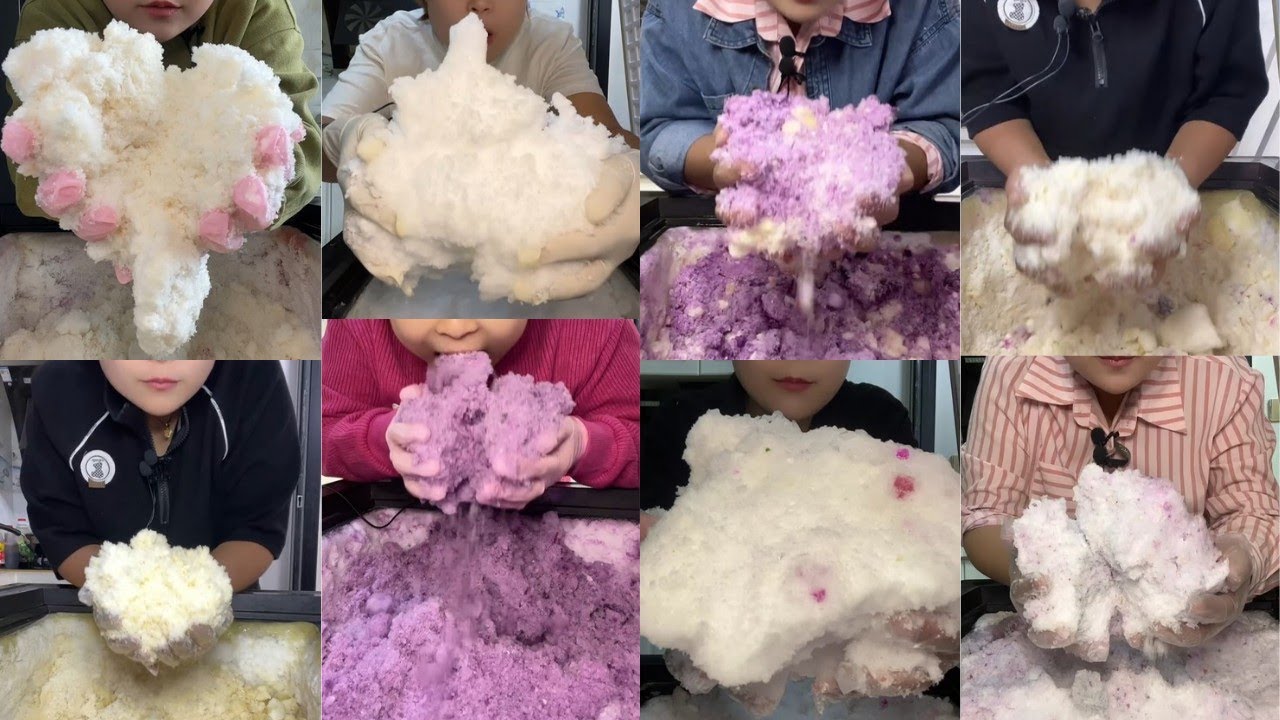 ONLY BITES🔷HER SOLO HANDSFUL OF SOFT SQUEAKY FREEZER FROST EATING COMPILATION🧊