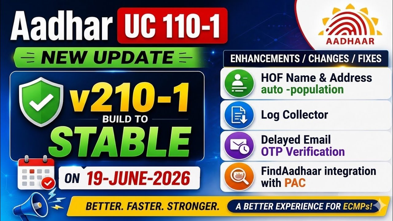 Aadhaar UC 210-1 Update 🔥 | Find Aadhaar Option Enabled | v210-1 Stable Release