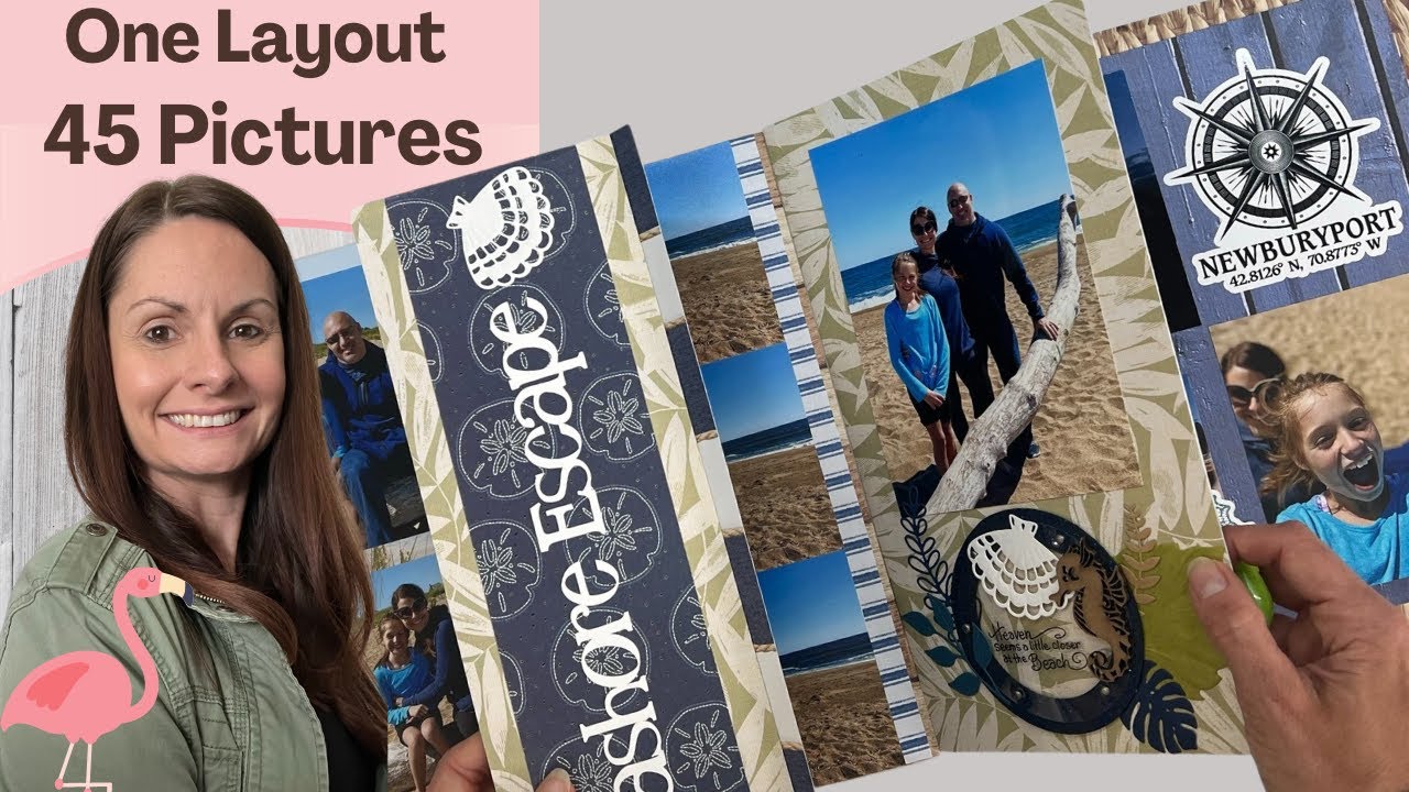 45 Pictures in 1 Scrapbook Layout!! Newburyport Beach