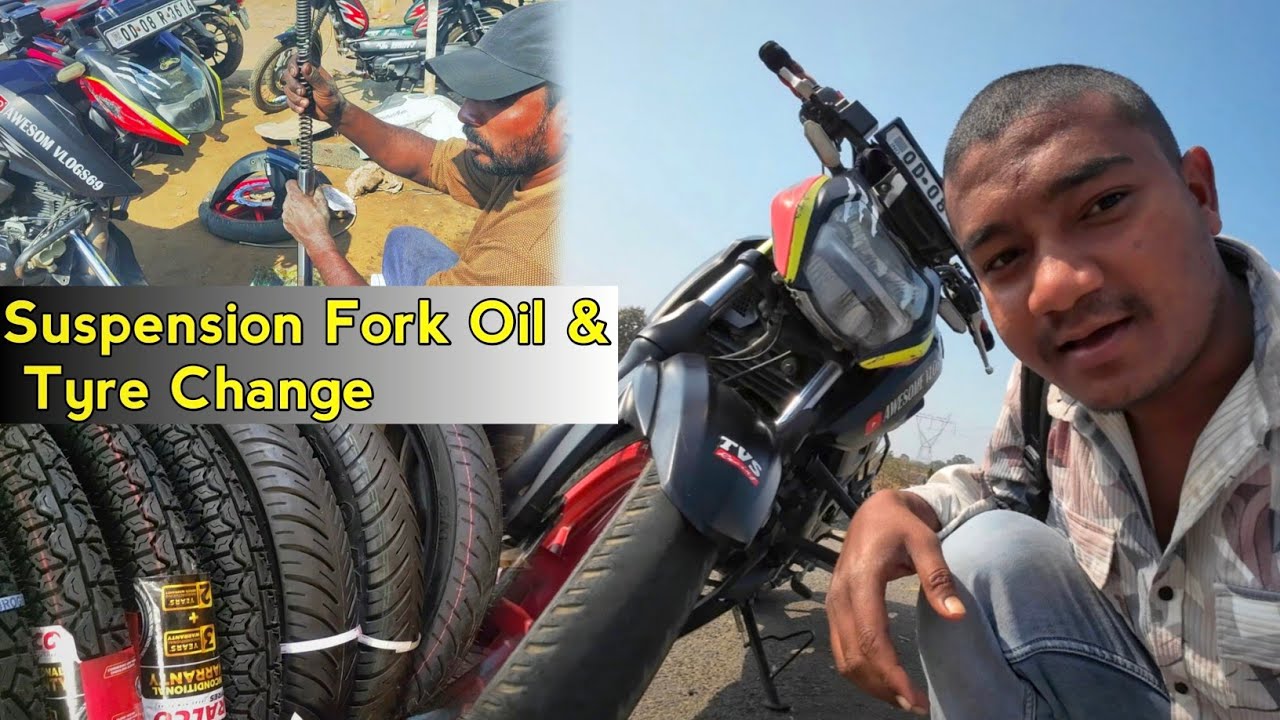 Apache 160 4v Fork oil and tyre change #odiamotovlog #sambalpurivlog #odiavlog
