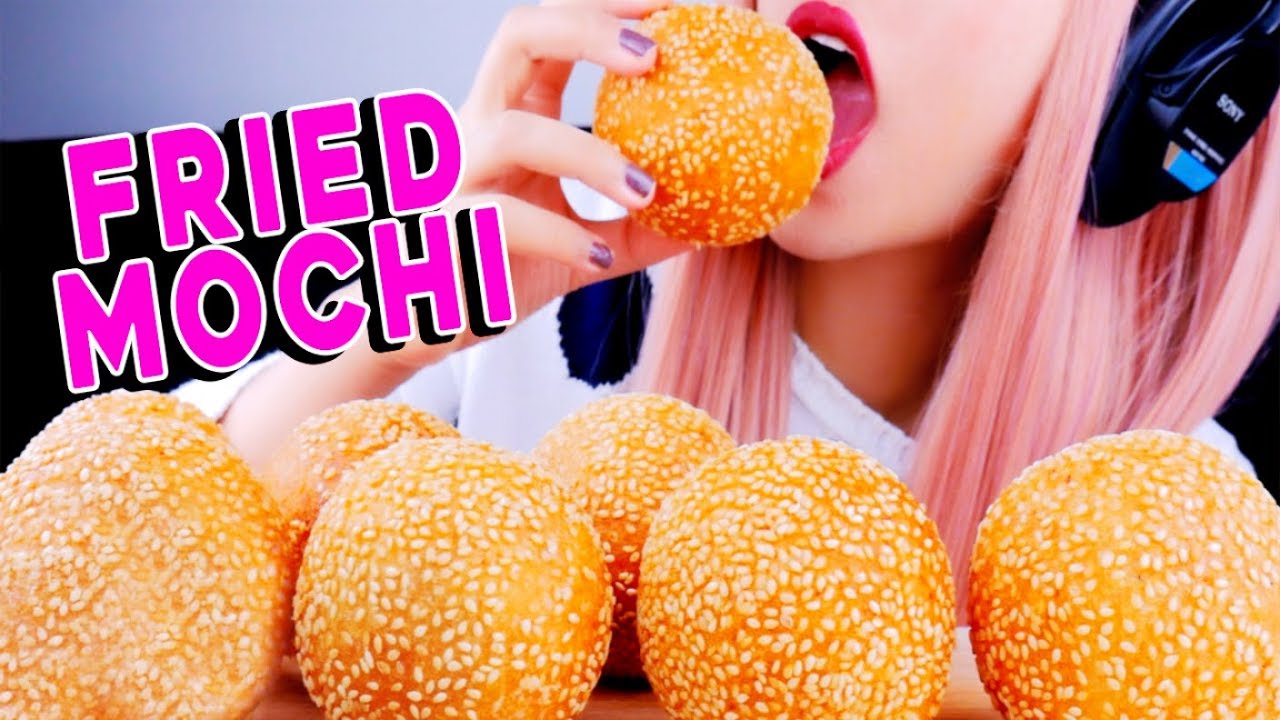ASMR FRIED MOCHI SESAME BALLS *Crunchy Sticky Eating Sounds*