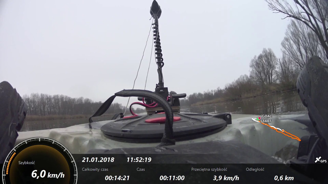 Test 01 Zamontowany na kajaku. Silnik elektryczny Haswing CAYMAN 55 12V