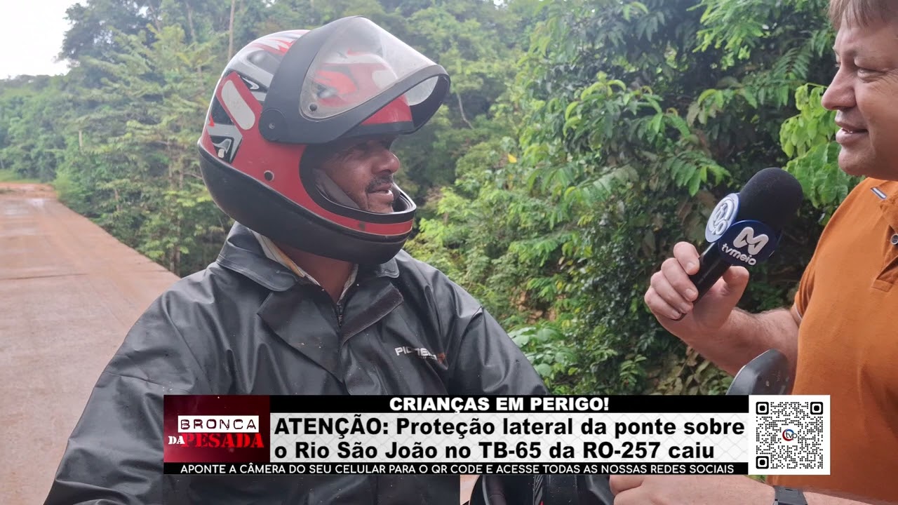 ATENÇÃO Proteção lateral da ponte sobre o Rio São João no TB-65 da RO 257 caiu