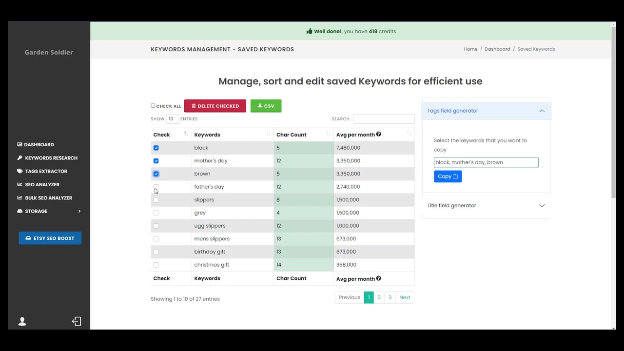 Etsy Seo Tools. Simple and intuitive tools For SEO Analysis, Marketing Research, Keywords Research