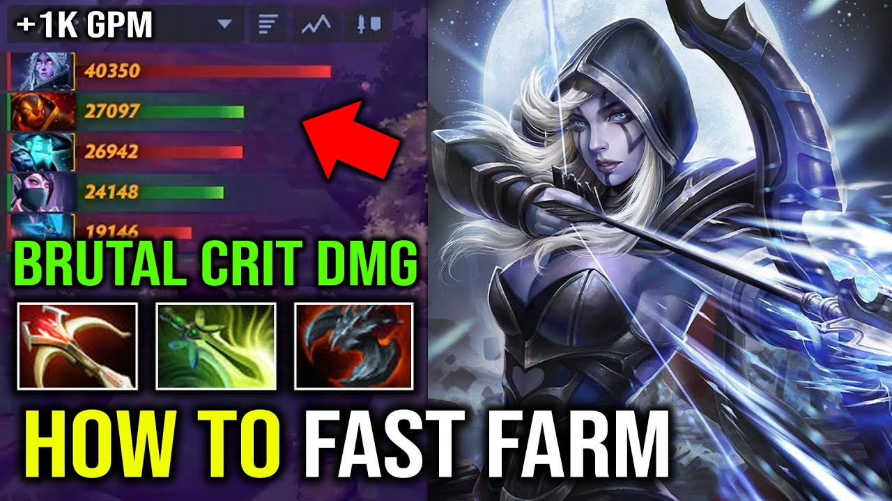 How to Super Fast Farm Drow Ranger 1K GPM Instant Deleted Heavy Crit Frost Arrow Dota 2