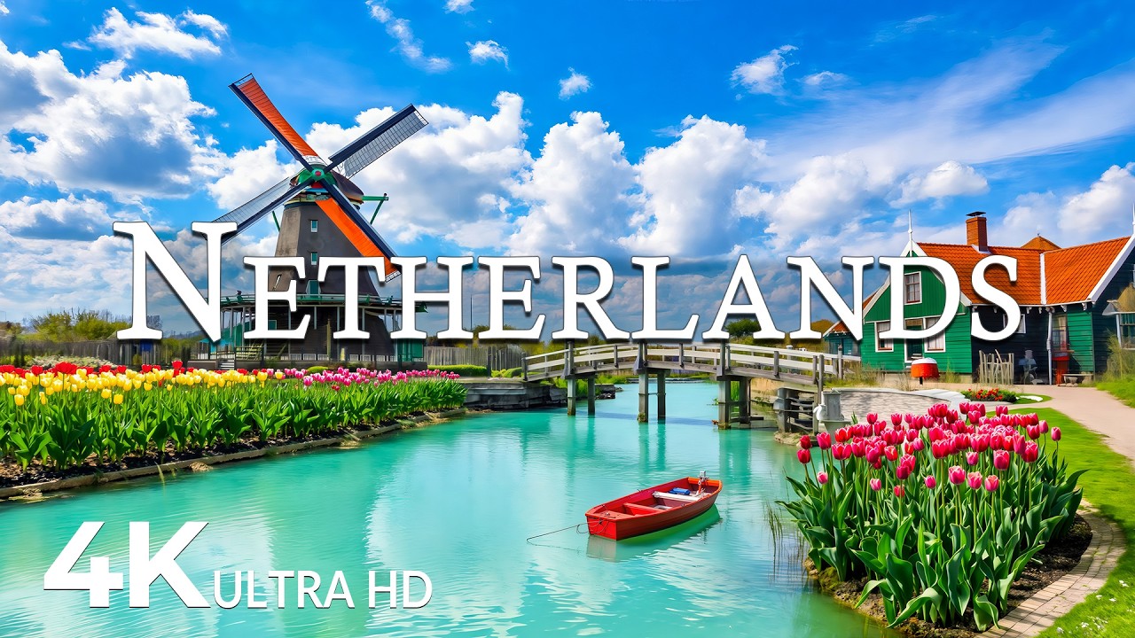 FLYING OVER NETHERLANDS (4K UHD) &ndash; Soothing Music Along With Beautiful Nature Video - 4K Video UHD