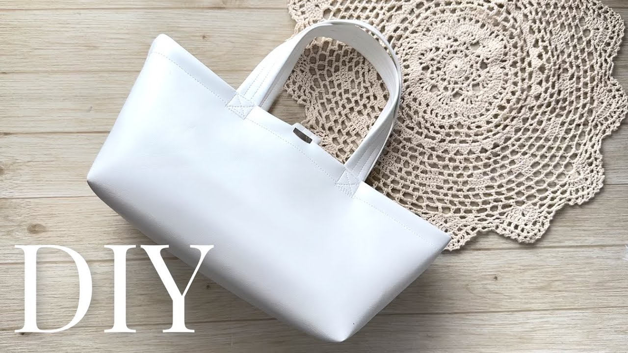DIY☆人気の『横長バッグ』を100均の合皮１枚を無駄なく使い切って作る方法／How to bag
