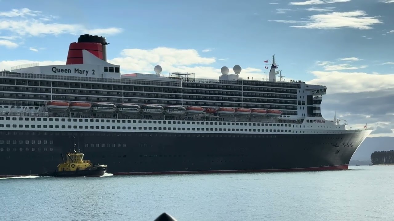 Cunard RMS Queen Mary 2 Tauranga, NZ departure horns 28/2/26
