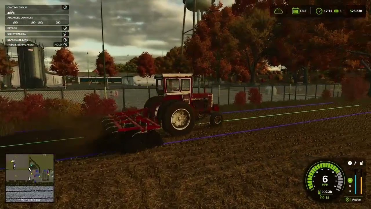 Old farm sunflower harvest and plowing the soybean field 
