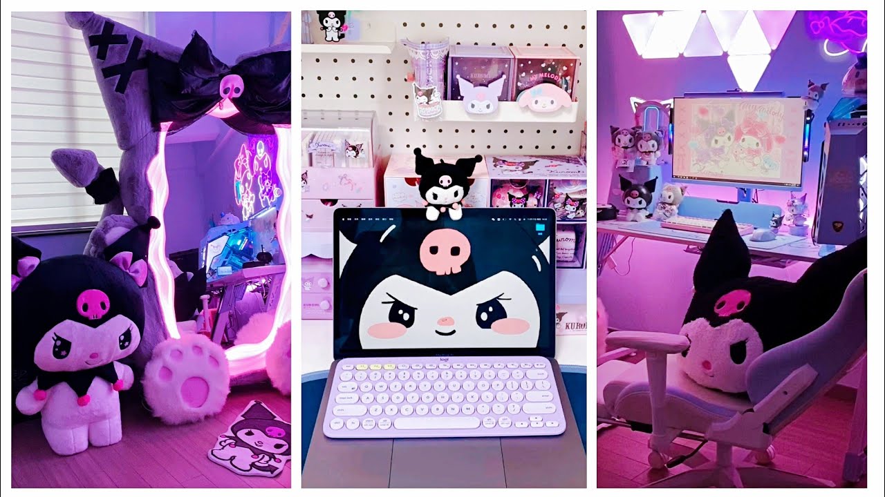 Kuromi Room Tour 💜Sanrio Crafts Stationery haul   #cindyasmr
