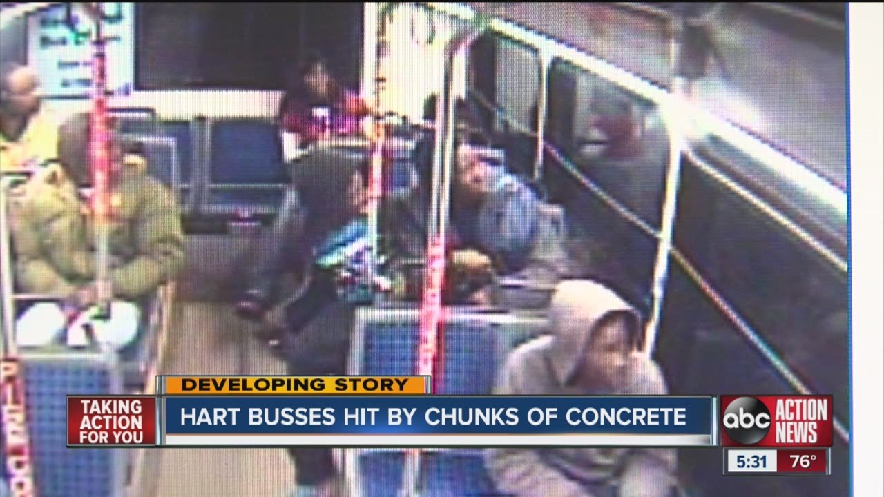 HART buses damaged by thrown concrete