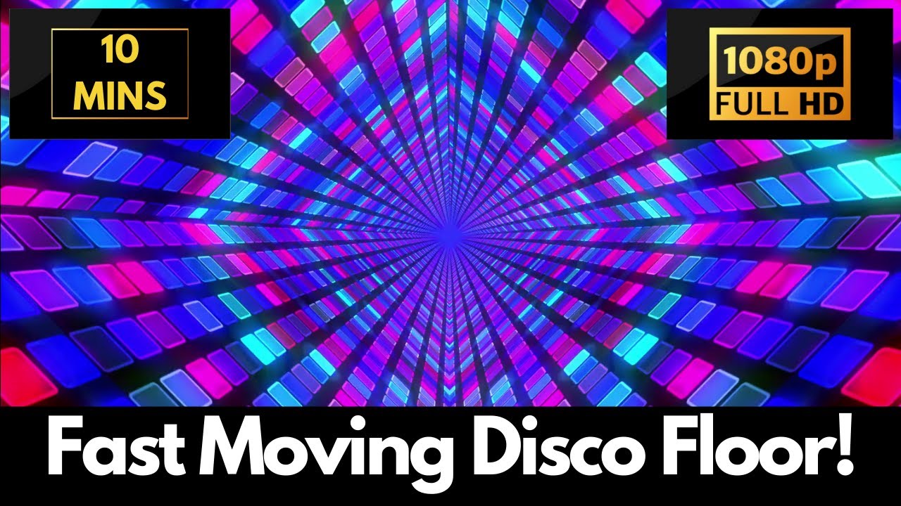 Fast Moving Neon Disco Dance Floor Screensaver | VJ Loop | 10 MINUTE Visual Wallpaper & Background!