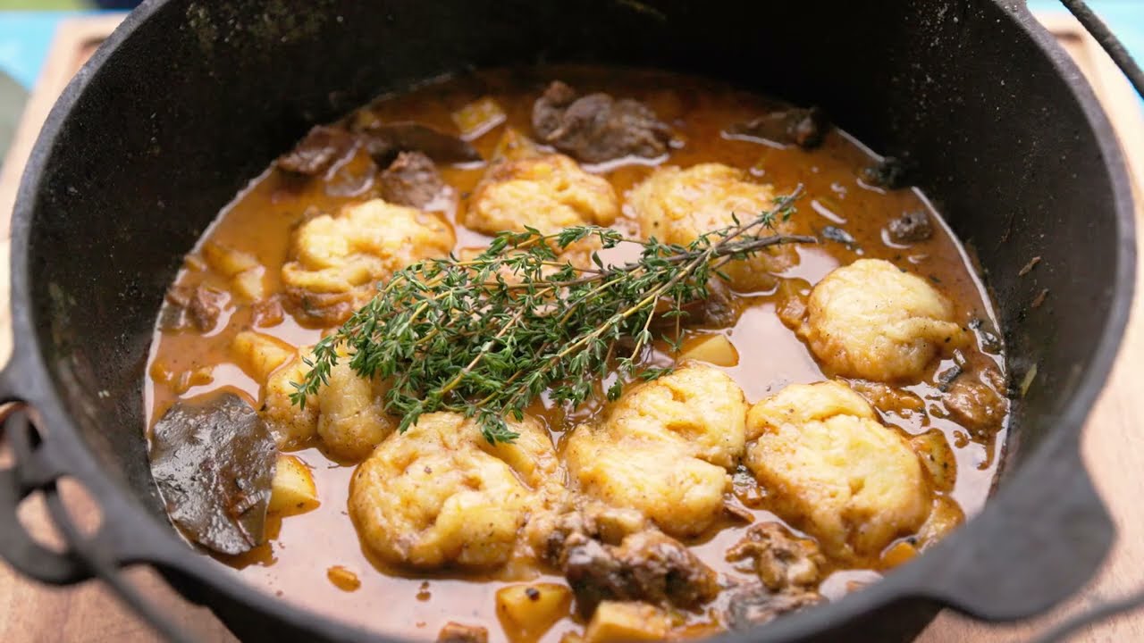 Beef and Ale Stew With Nana's Dumplings - Camp Oven Recipe
