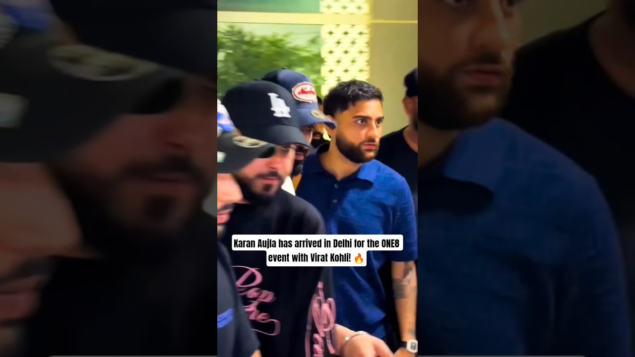 Karan Aujla has arrived in Delhi for the ONE8 event with Virat Kohli! 🔥 #karanaujla #viratkohli