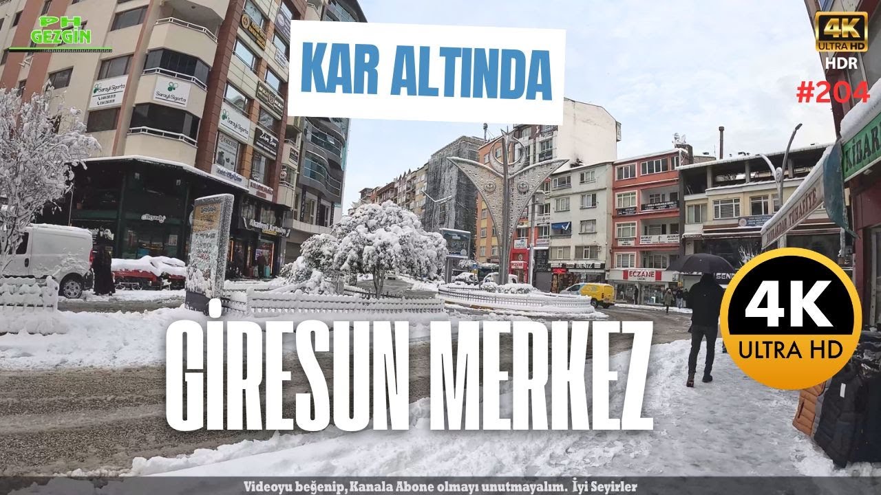 Giresun Merkez Karlar Altında! Karla Kaplı Şehirde Yürüyüş  Walking Tour , Giresun Turkey 
