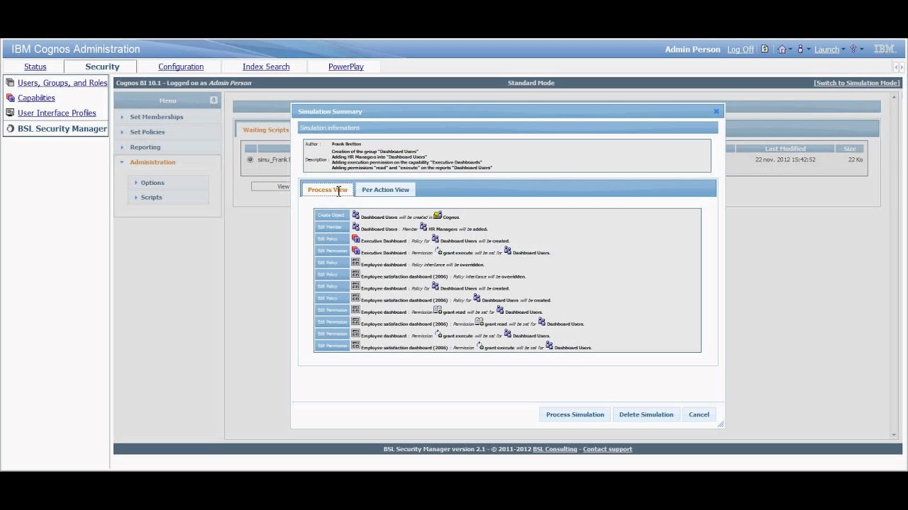 BSL Security Manager - Process scripts written with simulation mode
