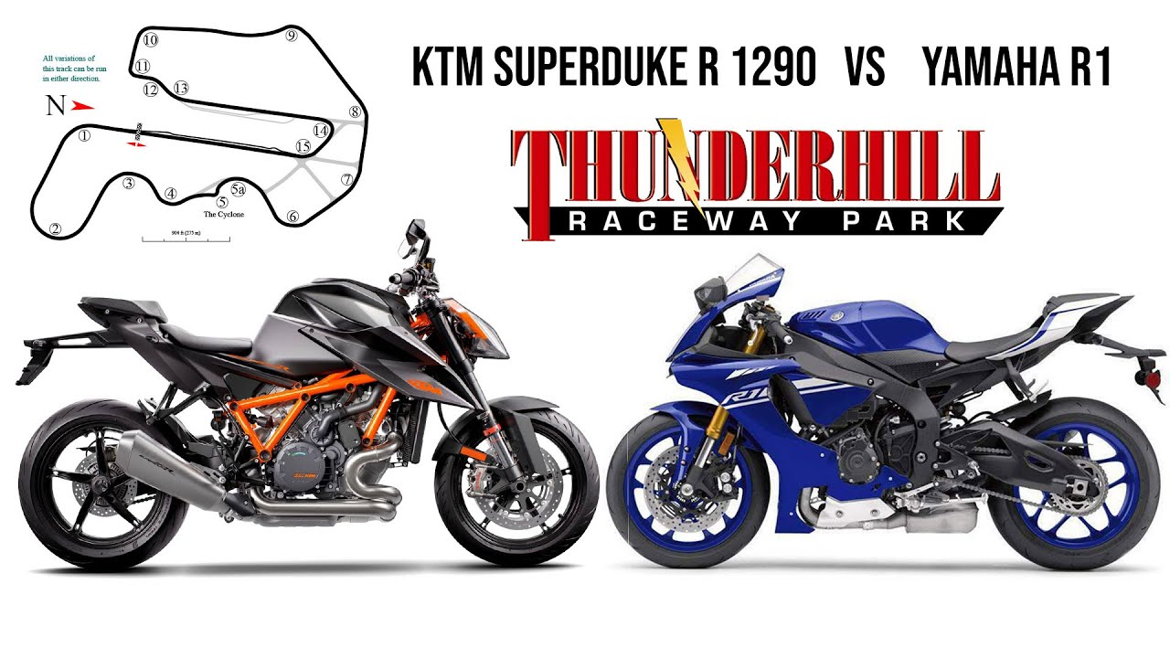 KTM 1290 Superduke R - VS - Yamaha R1 at Thunderhill