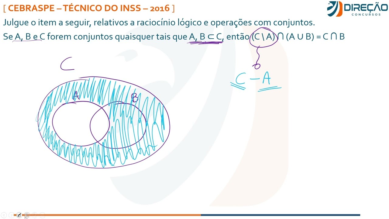 RACIOCÍNIO LÓGICO INSS - QUESTÃO MAIS DIFÍCIL DA PROVA (CONJUNTOS)