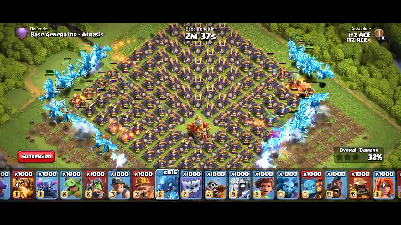 Full village of Max Scattershot vs 300 Electro Dragon.#clashofclans #coc #clash