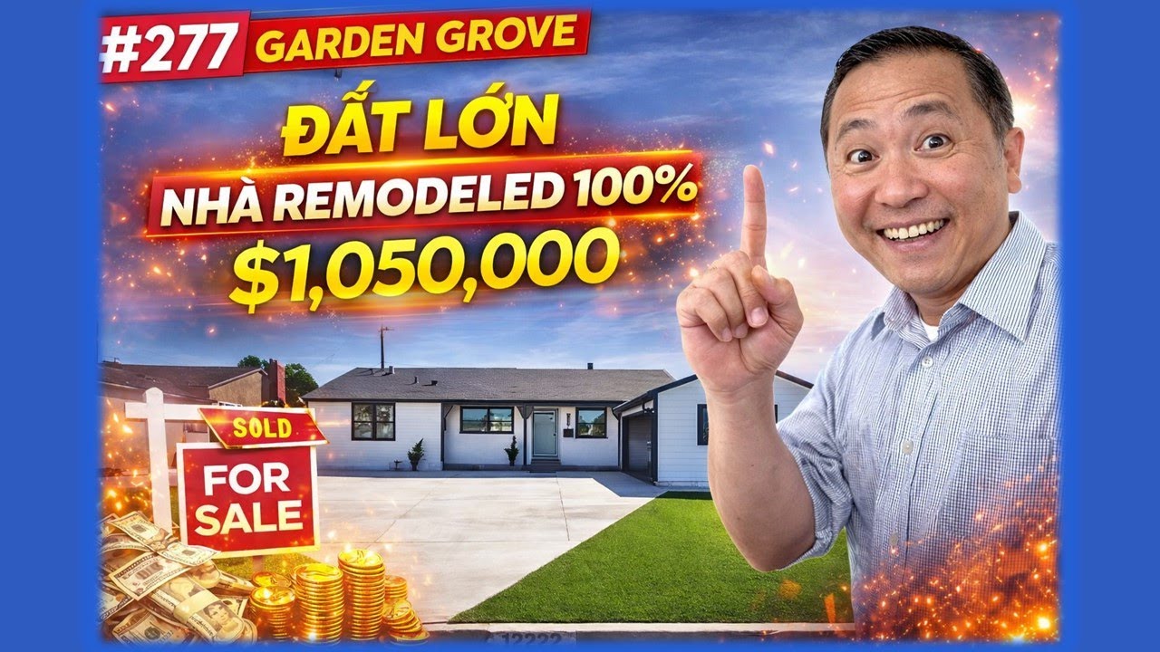 277.GARDEN GROVE, ĐẤT & SÂN SAU LỚN TIỆN ADU, SÂN TRƯỚC LỚN ĐẬU 8-10 XE, VÔ Ở NGAY. GIÁ $1,050,000