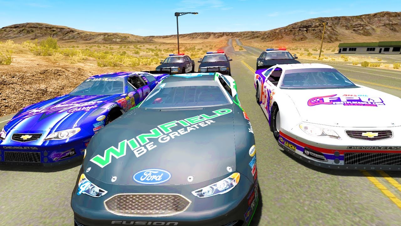 HIGH SPEED POLICE CHASES VS ILLEGAL NASCAR ROAD RACE - BeamNG Drive Crash Test Compilation Gameplay
