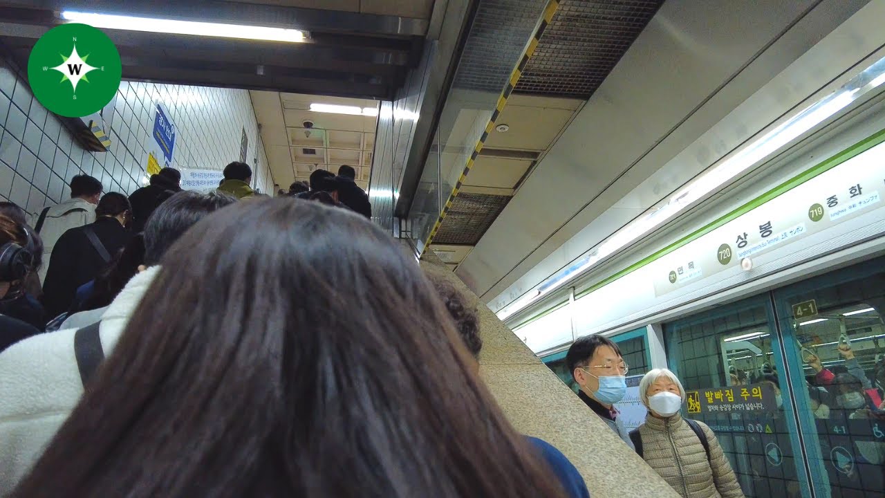[4K] Busy Rush Hour Walk in Seoul Subway: Gunja Station to Donong Station