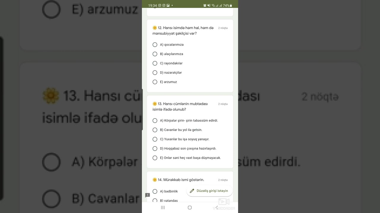 Mövzu sınağı 1 isim