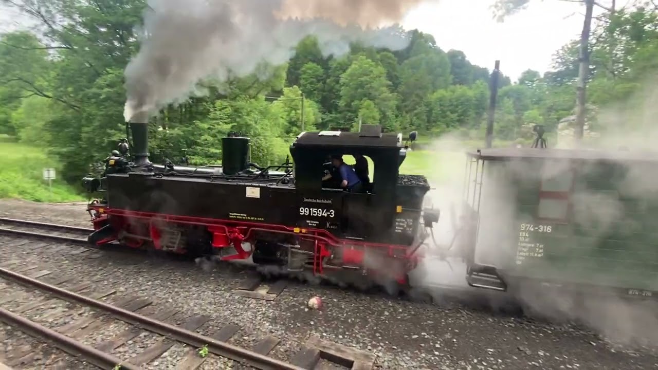 8. Juni 2025 25 Jahre Preßnitztalbahn Ein und Ausfahrt in Steinbach