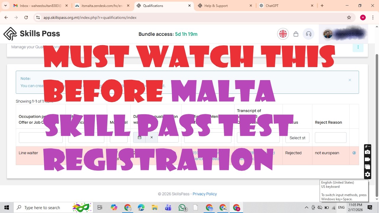 Skill pass test malta new update 2026 | Sector Selection | not eurpean problem resolved
