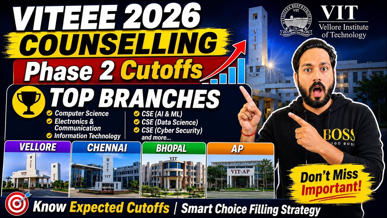 😱VITEEE 2026 Phase2&3 Cutoffs All Branches All Campuses After phase1 Cutoffs!Phase 2 Choice Filling 