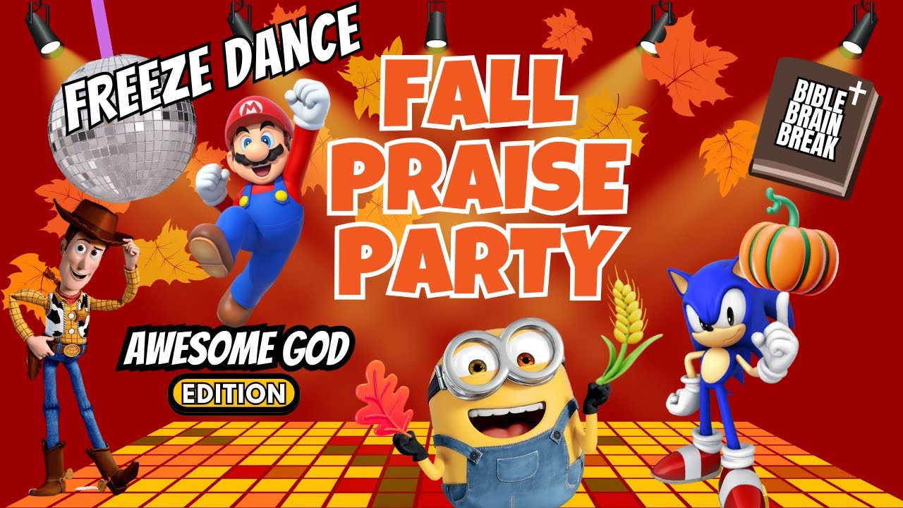 Freeze Dance Fall Praise Party 🍂 Awesome God | Bible Brain Break for Kids | Christian Exercise Game