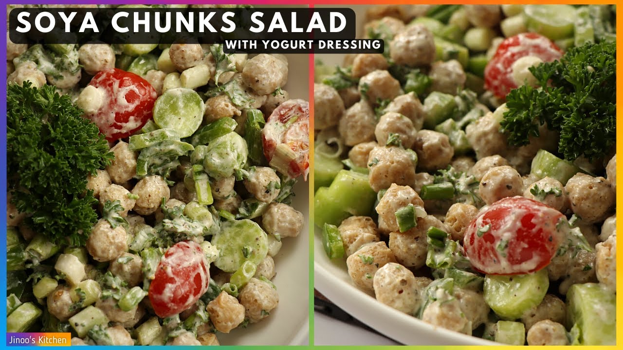 Soya Chunks Salad with Yogurt dressing | 28 Days Salad Challenge #Salad - 9