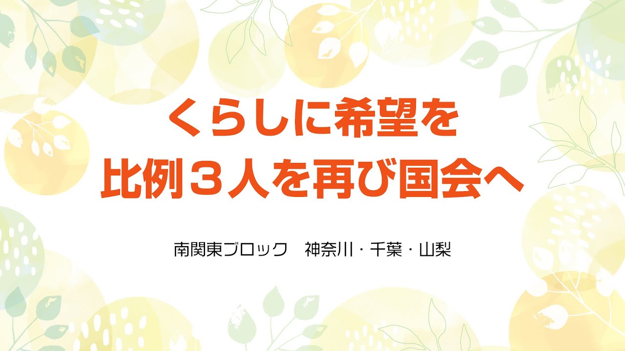 くらしに希望を比例3人を再び国会へ ２０２４年４月６日(土)　志位和夫党議長・衆議院議員、はたの君枝前衆議院議員、さいとう和子元衆議院議員がお話しします。
