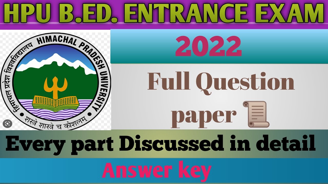 HPU B.Ed. Entrance exam previous year question paper (2022) Full Solved|| Entrance preparation||