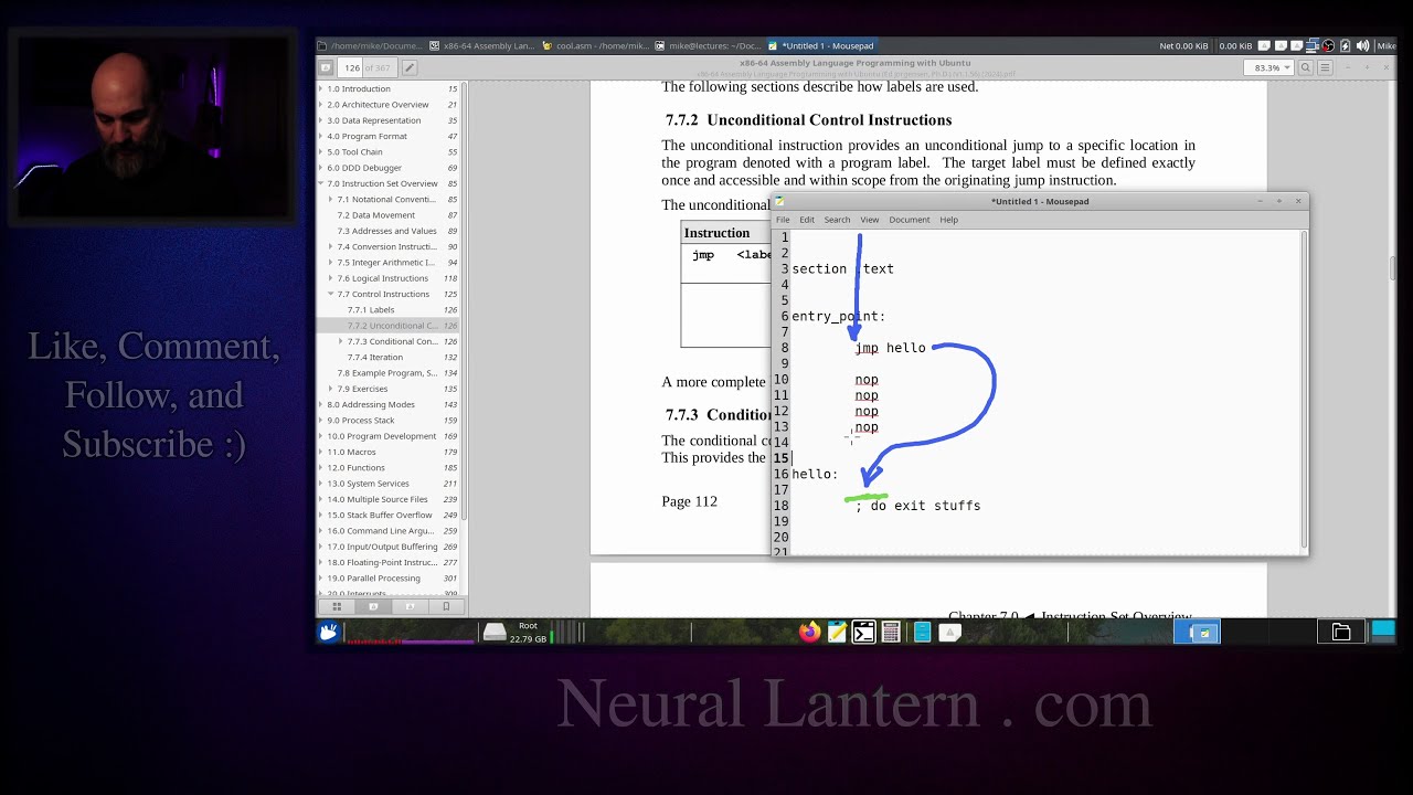 x86-64 Assembly Jump Instructions Explained: Unconditional JMP with Full Example in Yasm